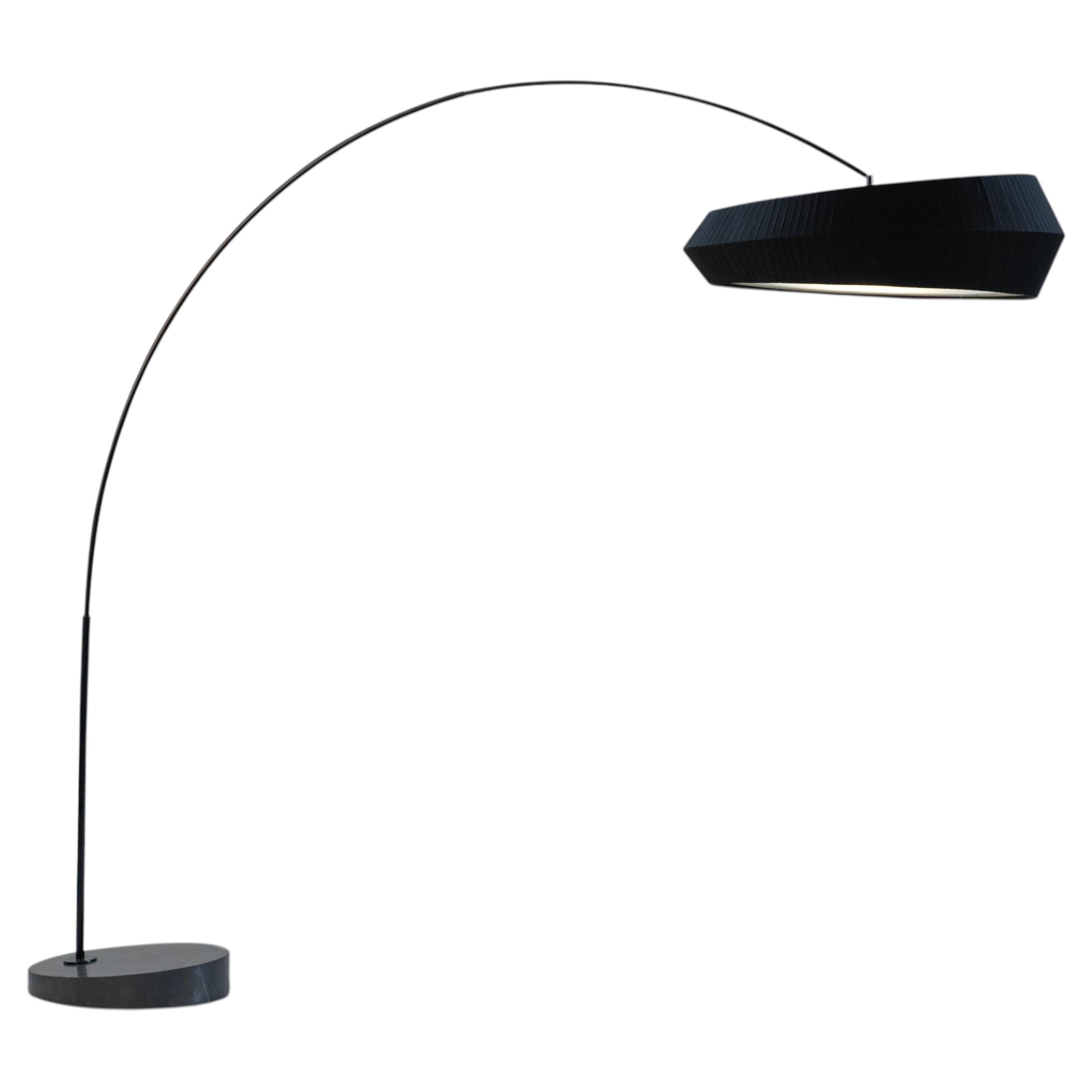 Modern Sublime Arc Floor Lamp, Marble Black, Handmade in Portugal by Greenapple For Sale