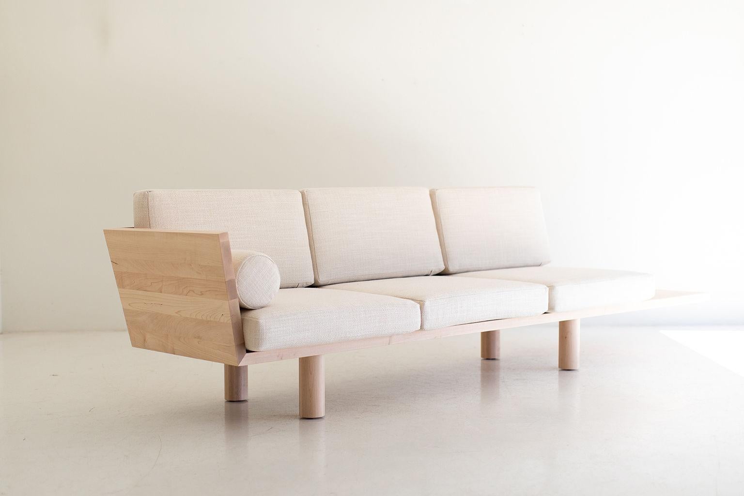 American Modern Suelo Sofa, Turned Leg For Sale
