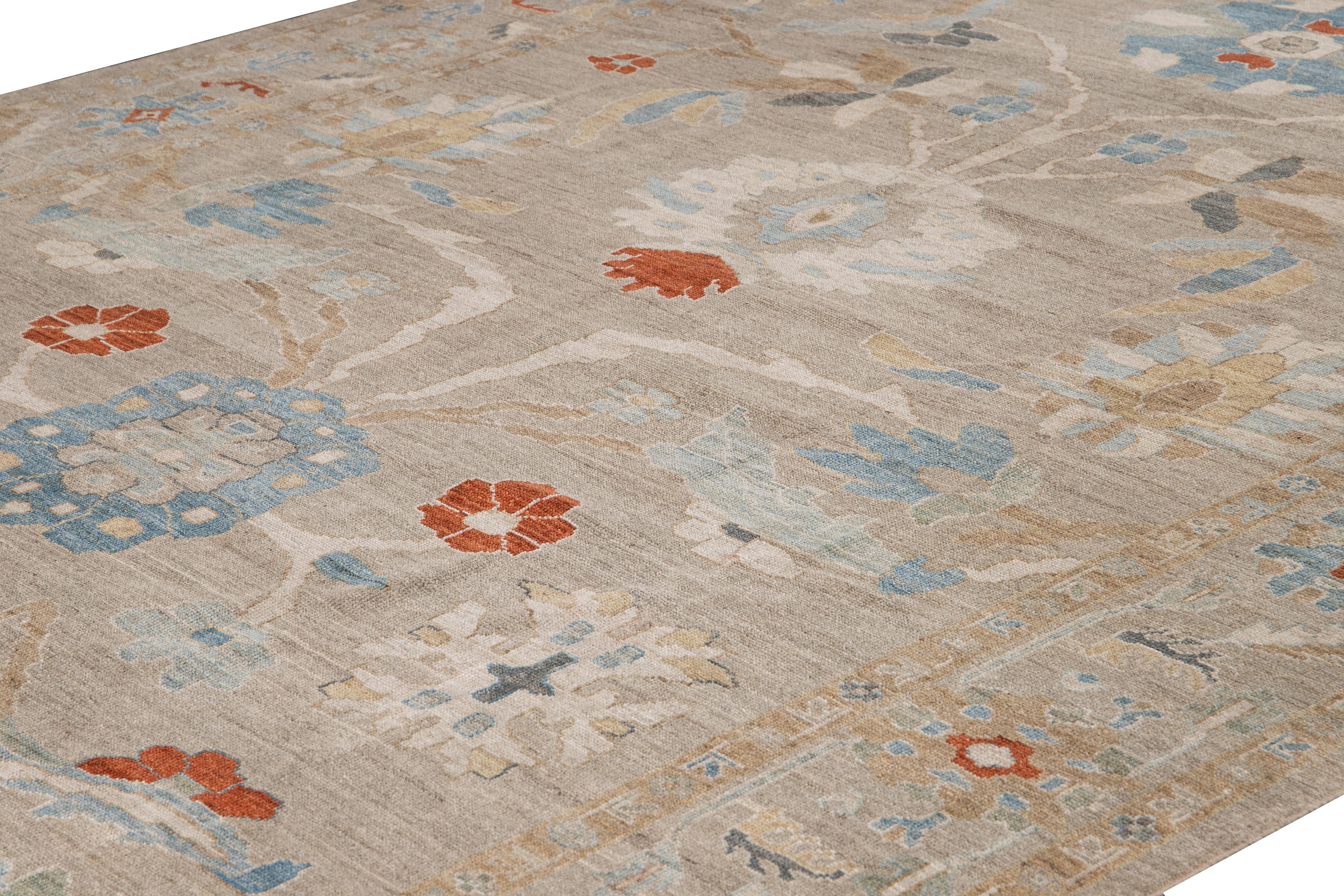 Modern Sultanabad Beige Handmade Floral Wool Rug In New Condition For Sale In Norwalk, CT