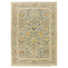 Modernes Sultanabad (sanftes Grau-Blau, Goldgelb und Elfenbein)  12'6" × 9'3")