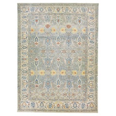 Modern Sultanabad Gray Handmade Floral Design Wool Rug