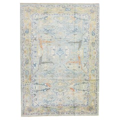 Modern Sultanabad Gray Handmade Floral Pattern Wool Rug