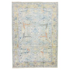 Modern Sultanabad Gray Handmade Floral Pattern Wool Rug
