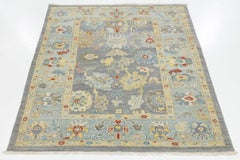 Moderne Sultanabad handgeknüpften Bereich Wolle Teppich - Schiefer blau Floral Design 6 x 7