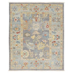Moderne Sultanabad handgeknüpften Bereich Wolle Teppich - Schiefer blau Floral Design 6 x 7
