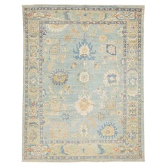 Modern Sultanabad Hand-Knotted Wool Area Rug – Soft Muted Blue & Sage 8 X 11