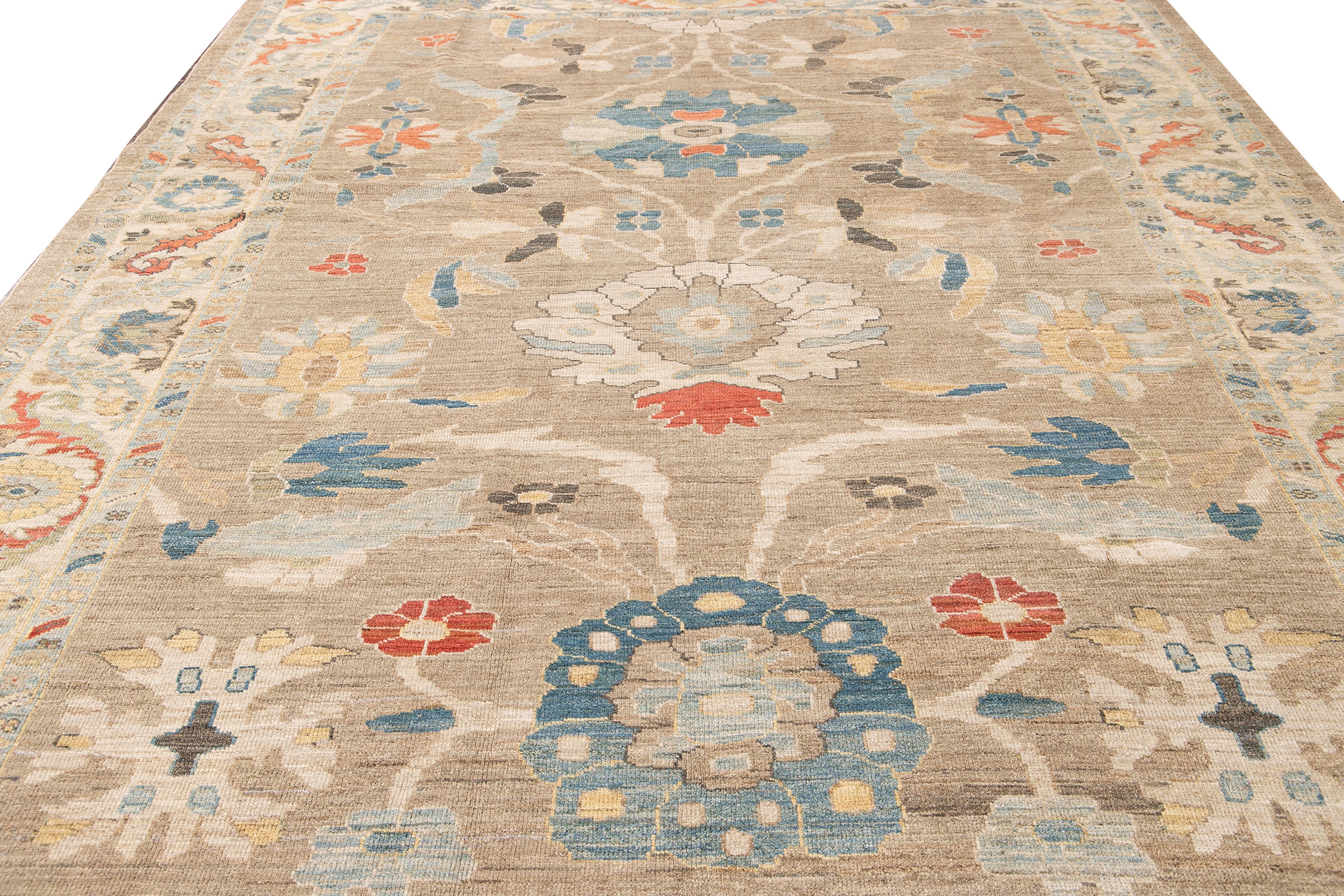 Perse Tapis moderne en laine Sultanabad à fleurs multicolores faits à la main en vente