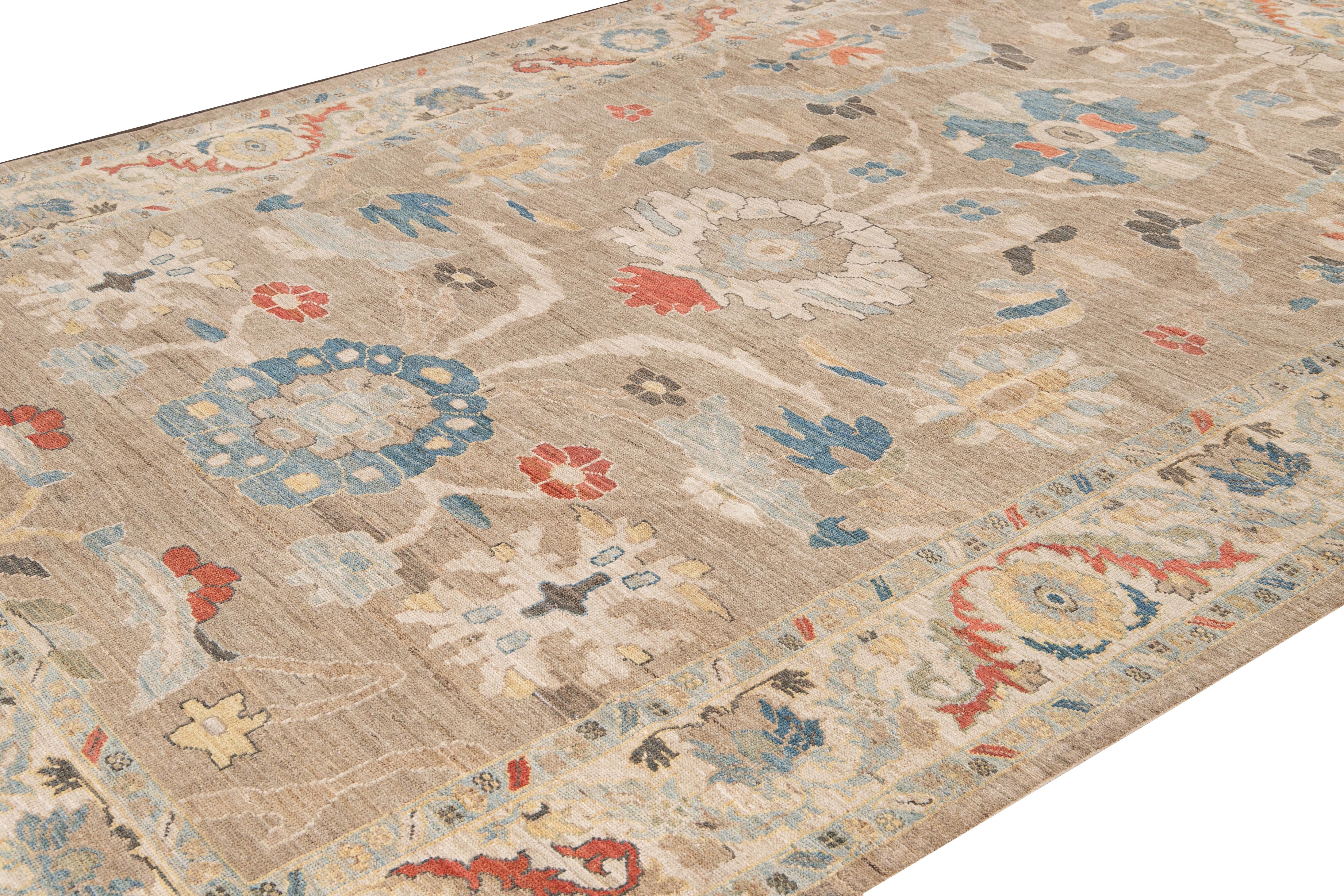 Laine Tapis moderne en laine Sultanabad à fleurs multicolores faits à la main en vente