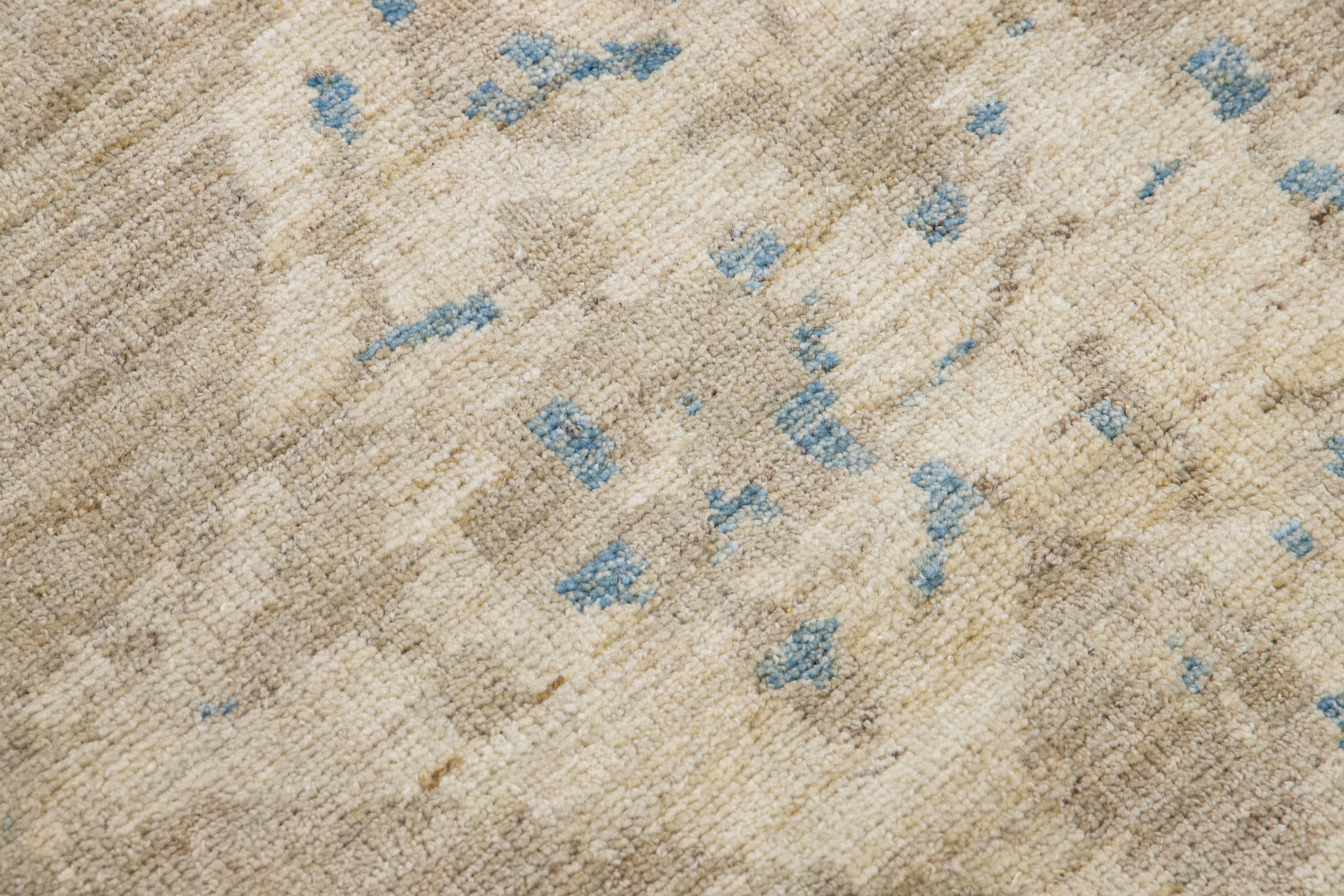 Moderner handgefertigter blauer Sultanabad-Wollteppich mit Blumenmuster im Angebot 3