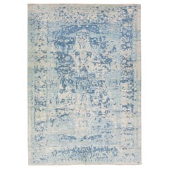 Tappeto moderno Sultanabad Rugs fatto a mano con motivo floreale in lana blu