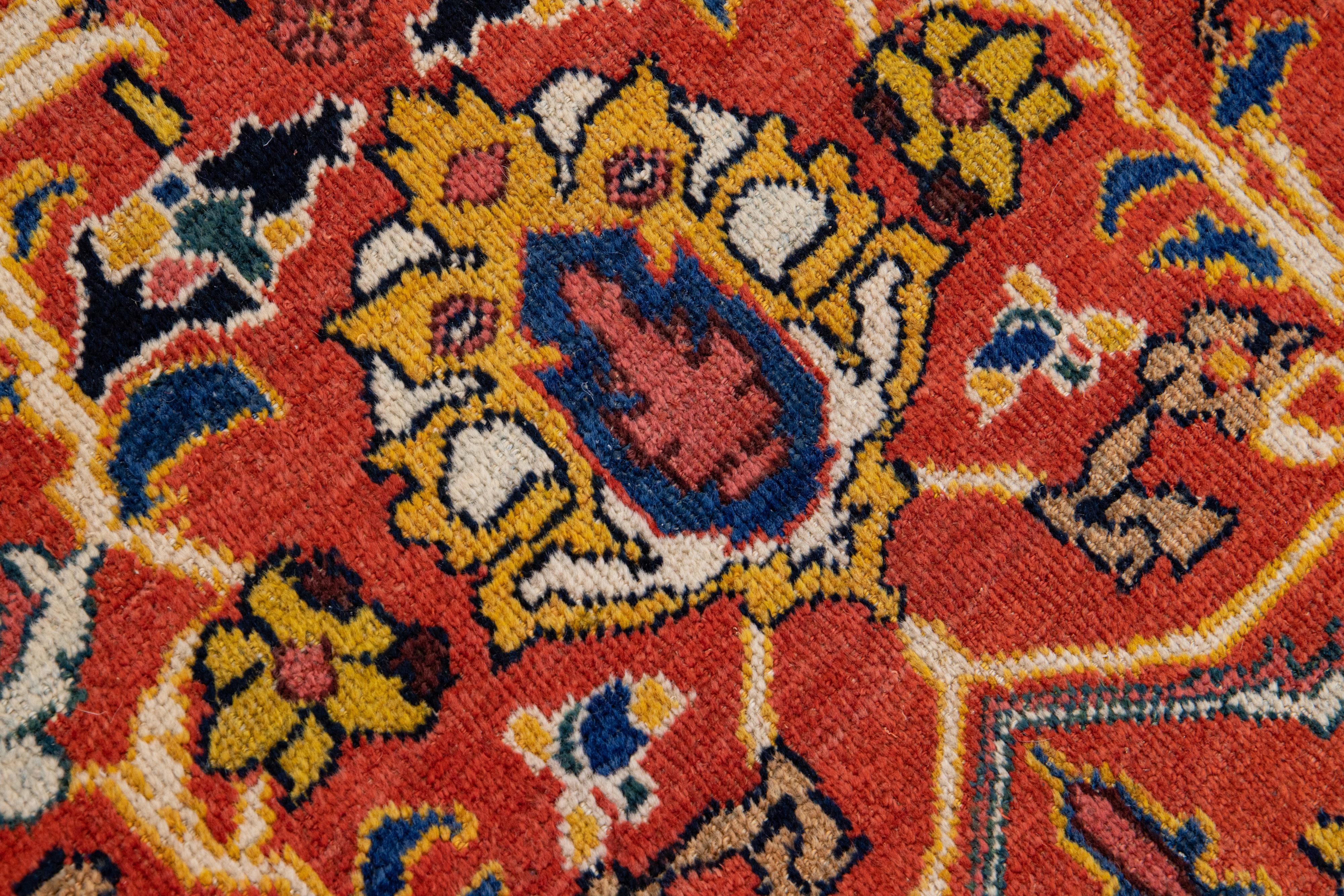 Modern Sultanabad Handmade Rust-Orange Persian Wool Rug For Sale 3
