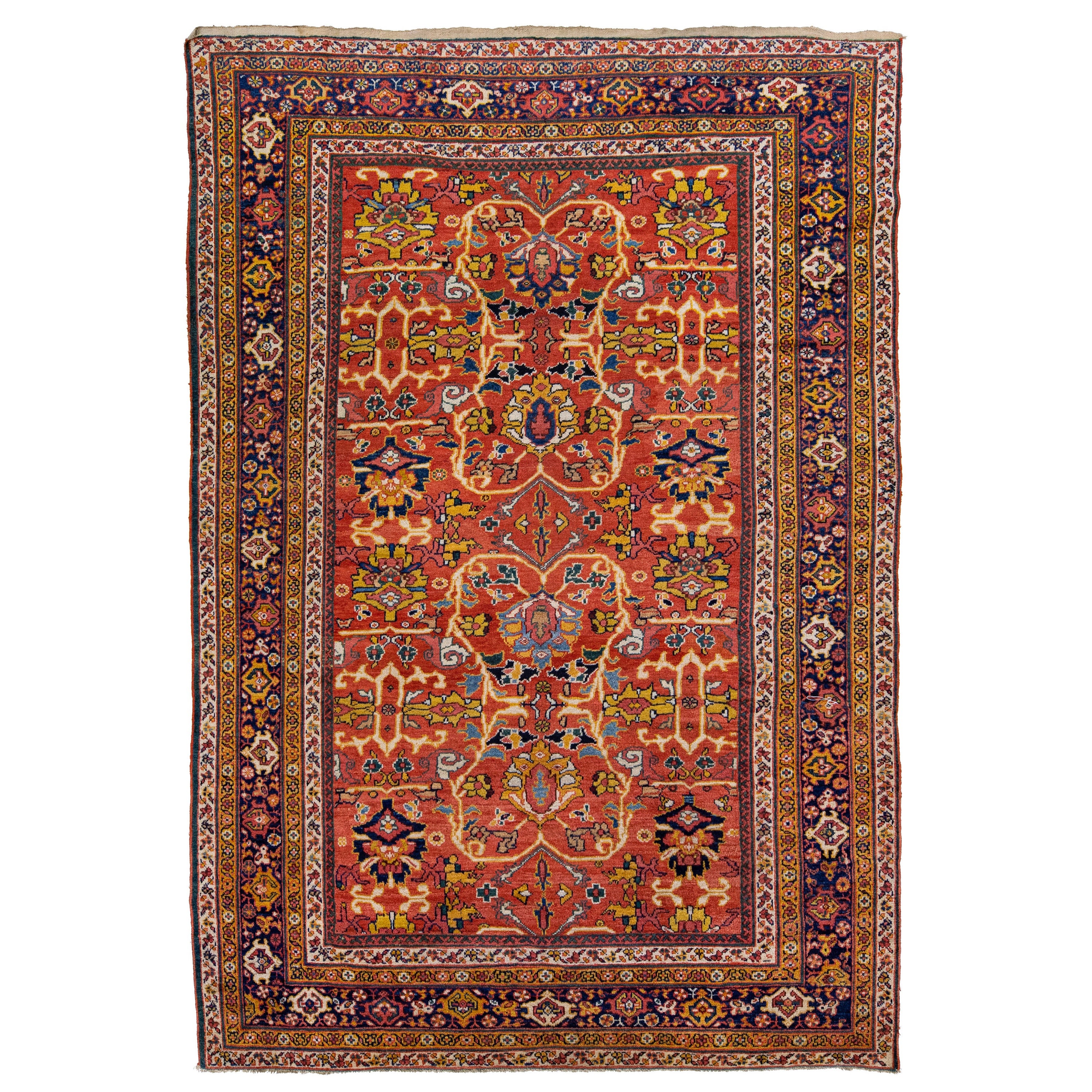 Tappeto moderno in lana persiana Sultanabad Rugs fatto a mano color arancio-ruggine in vendita