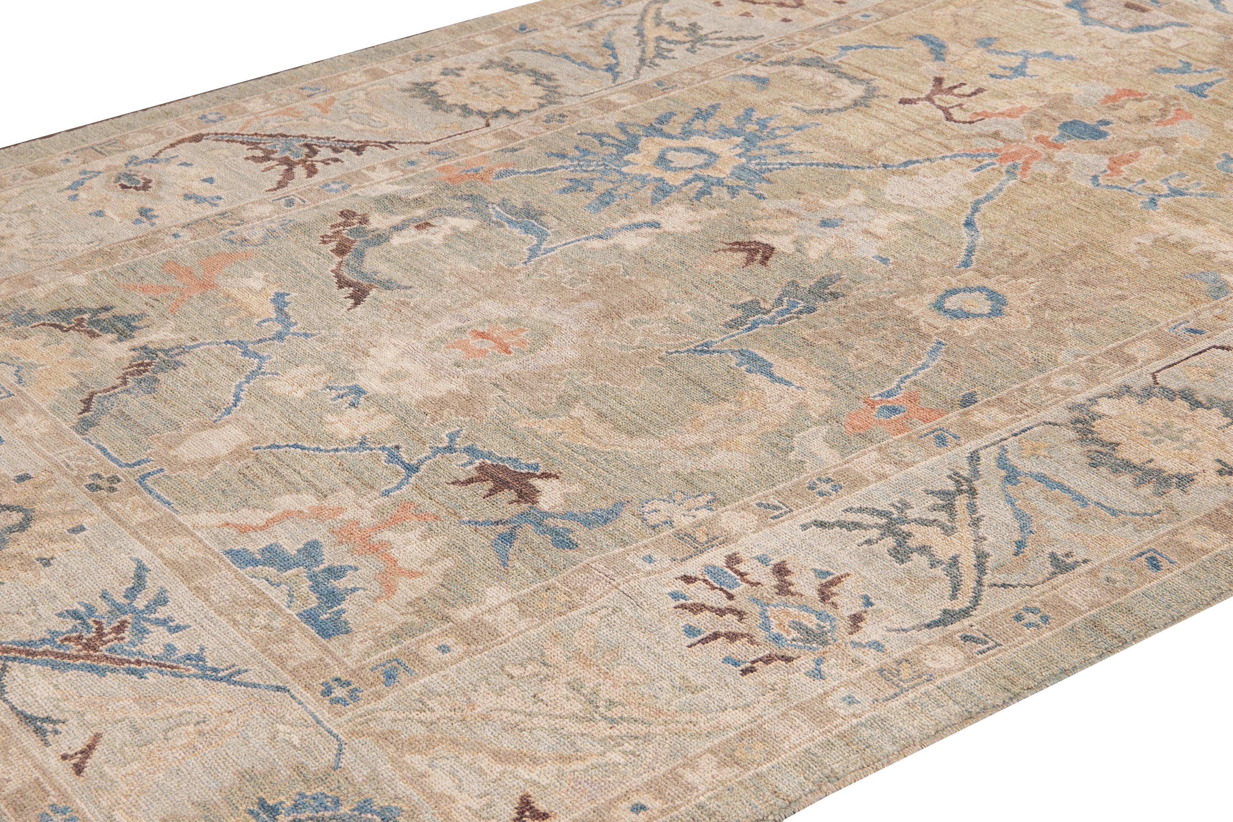 Modern Sultanabad Multicolor Handmade Floral Wool Rug In New Condition For Sale In Norwalk, CT