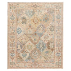 Modern Sultanabad Multicolor Handmade Geometric Floral Pattern Wool Rug