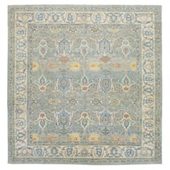 Alfombra cuadrada moderna de lana Sultanabad Rugs de Apadana en azul con diseño integral
