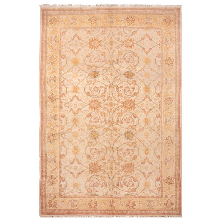 Modern Sultanabad Style Yellow and Blue Wool Rug For Sale
