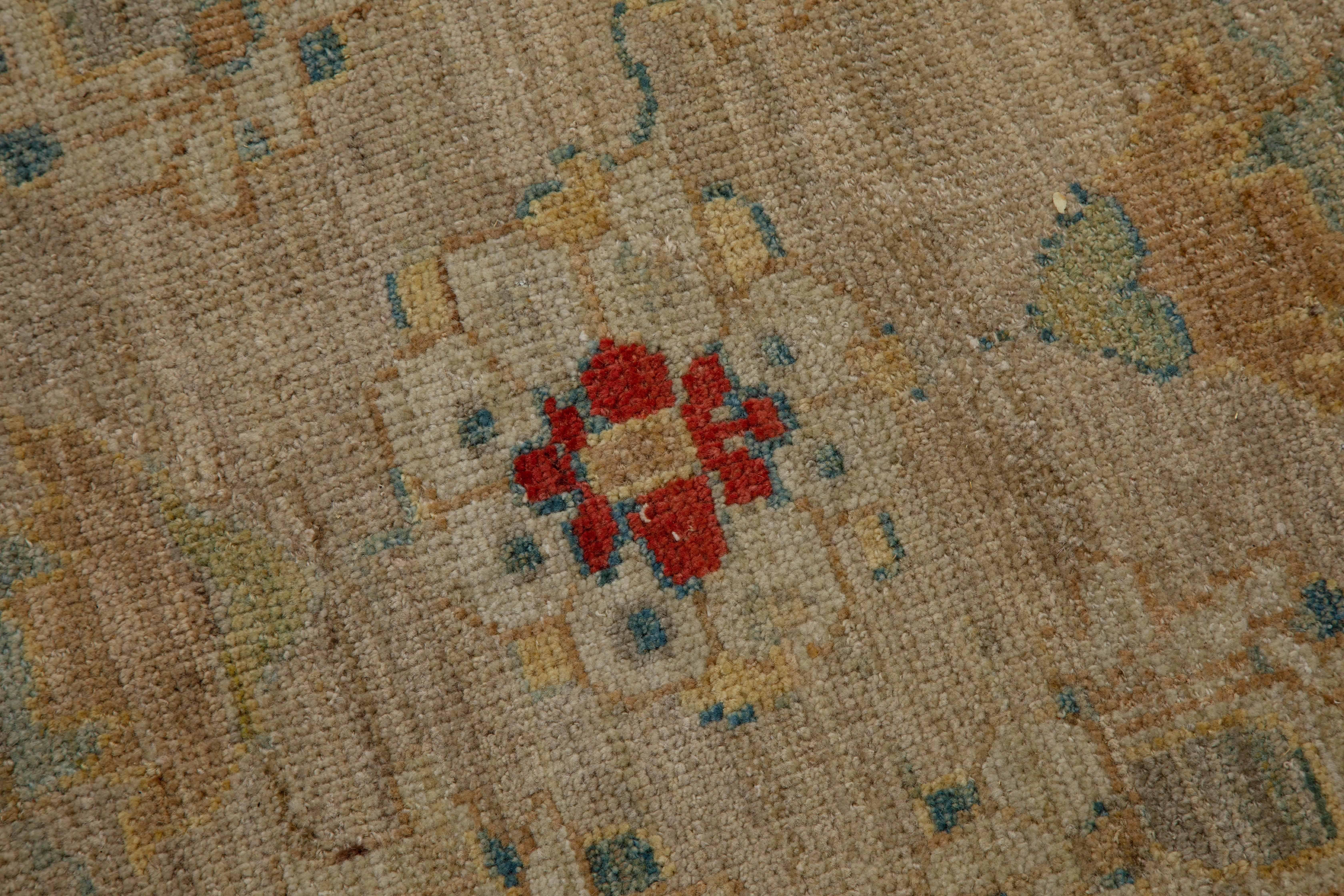 Islamic Sultanabad Style Turkish Rug with Beige Field and Multicolored Flower Patterns For Sale