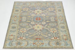 Modern Sultanabad Wool Area Rug – Floral Medallion Design – Muted Grey