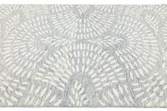 Modern Sunburst Medallion Hand-Tufted Wool Rug in Slate Blue and Cream