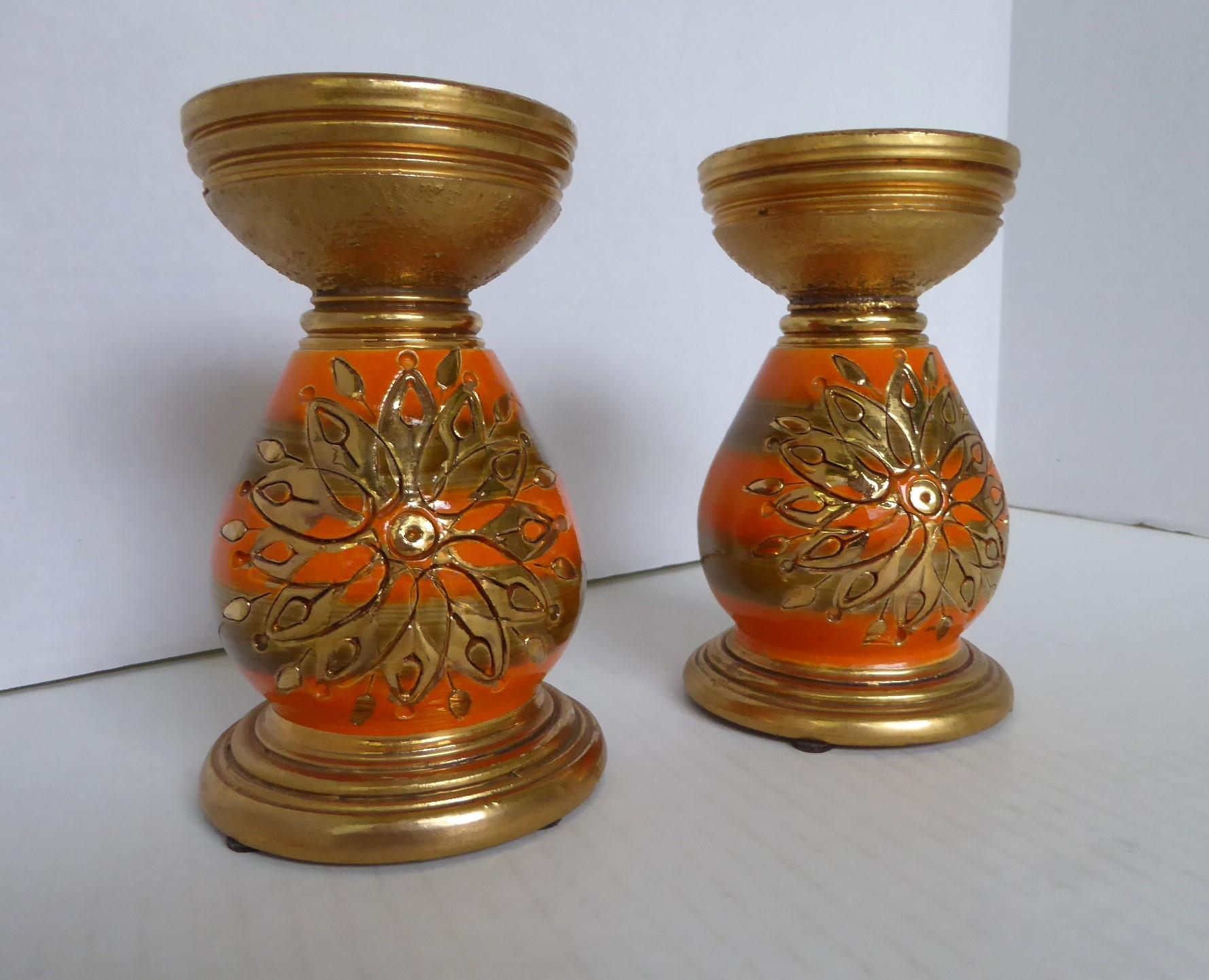 Italian Modern Sunburst Pottery Candleholders - Bitossi Londi Rosenthal Netter Italy 60s For Sale