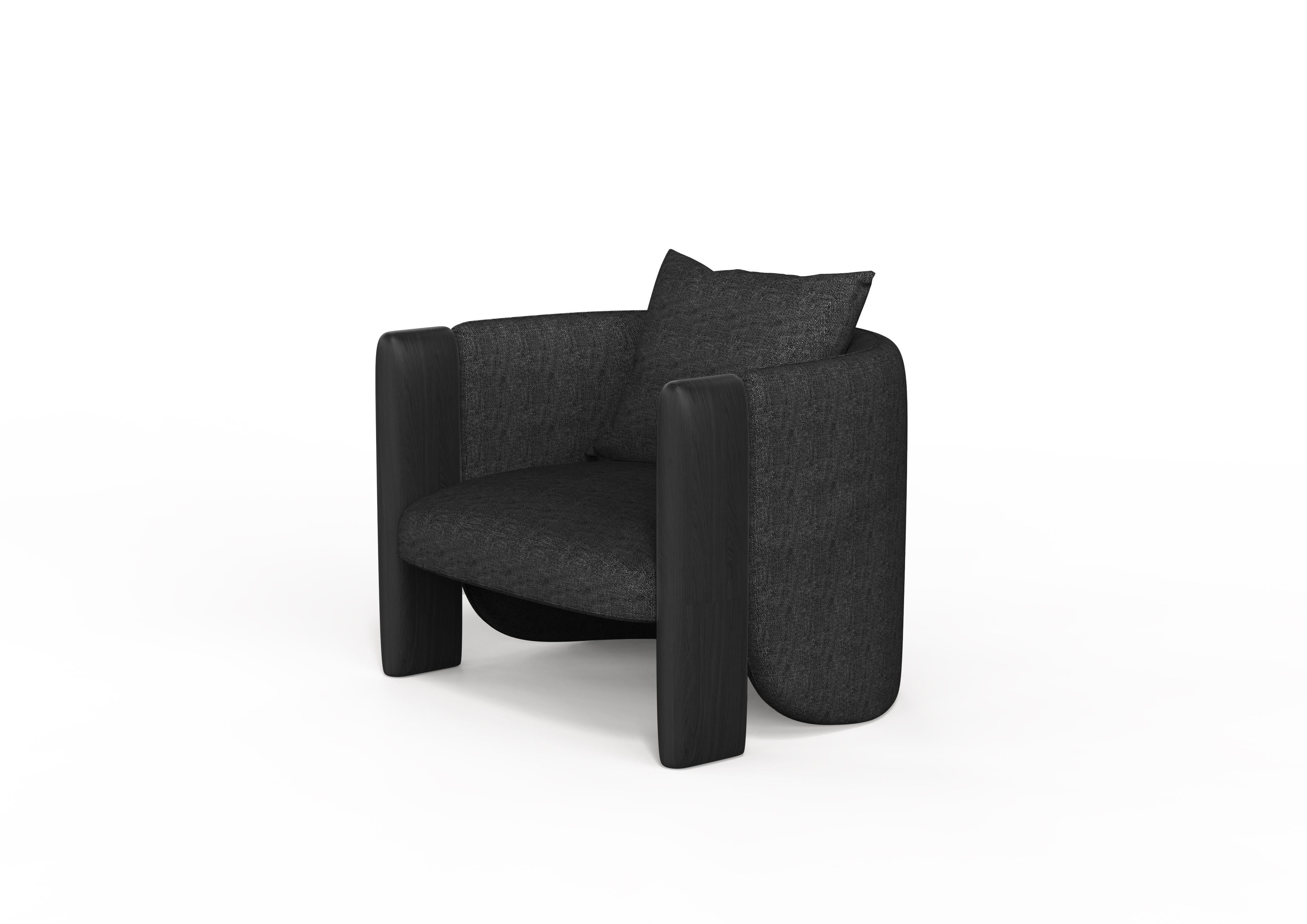 Modern Sunset Armchair in Black Fabric and Black Stained Ash  In New Condition For Sale In New York, NY