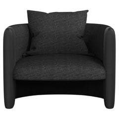 Modern Sunset Armchair in Black Fabric and Black Stained Ash 