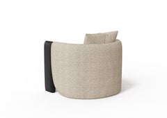 Poltrona moderna Sunset in tessuto crema e frassino tinto nero