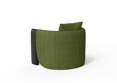 Modern Sunset Armchair in Green Fabric and Black Stained Ash