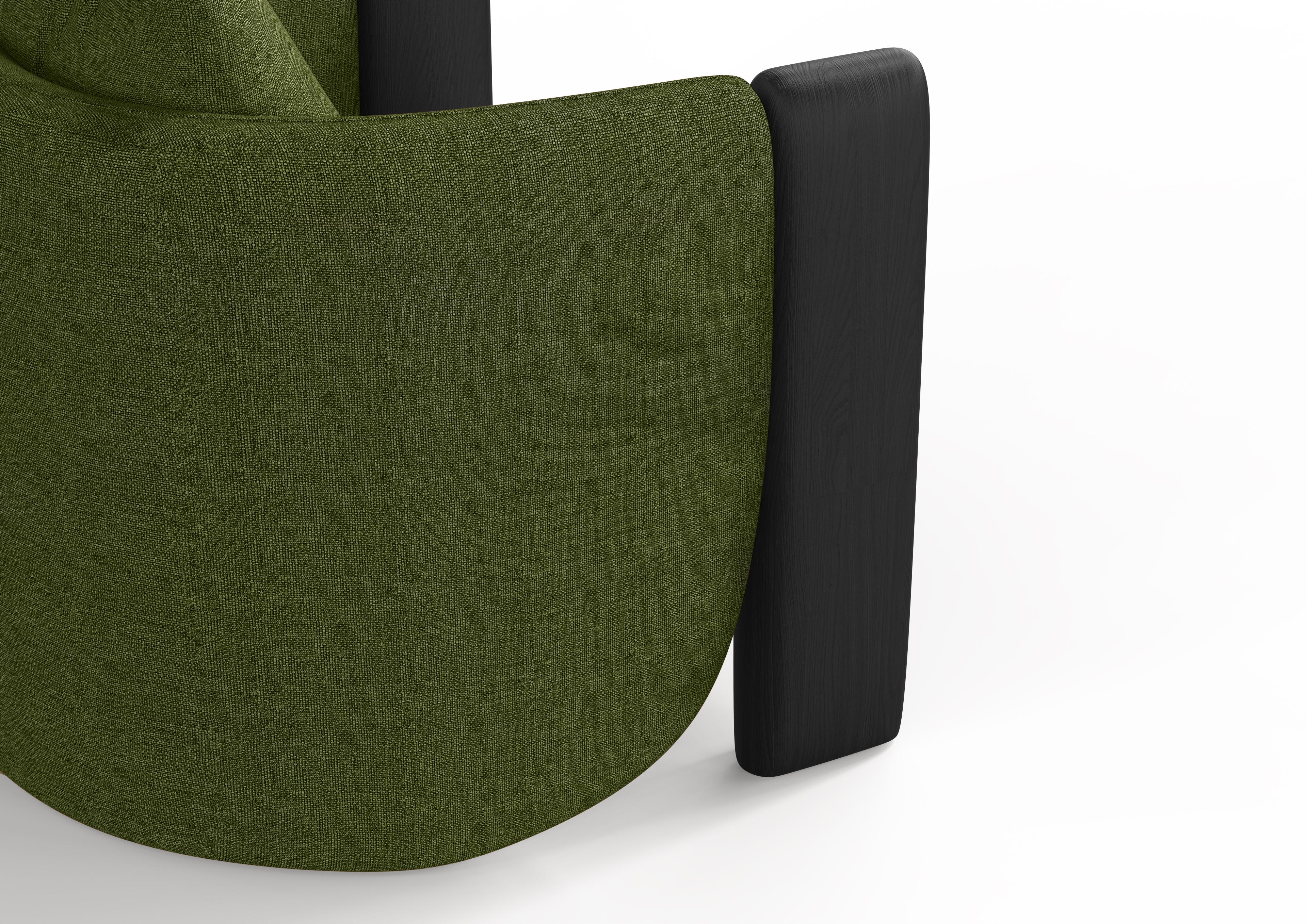 Other Modern Sunset Armchair in Green Fabric and Black Stained Ash  For Sale
