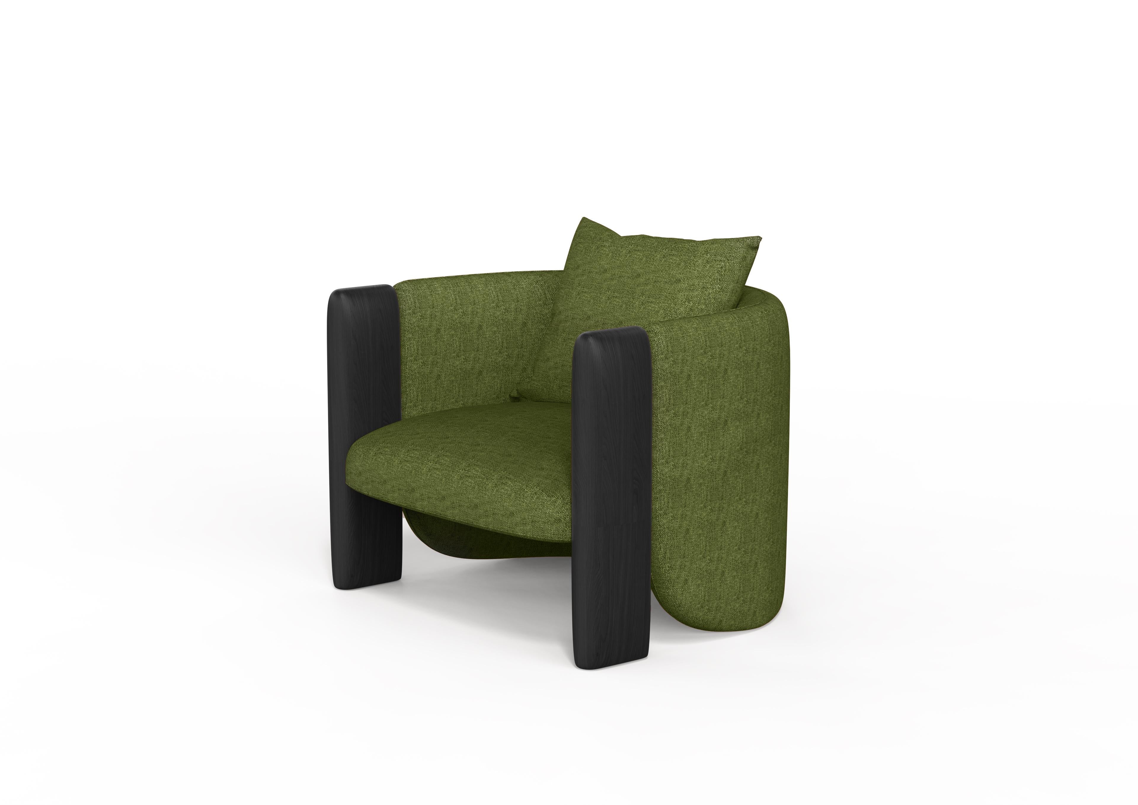Modern Sunset Armchair in Green Fabric and Black Stained Ash  In New Condition For Sale In New York, NY