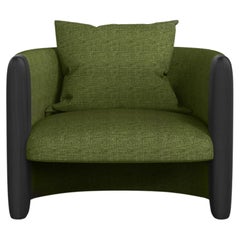 Modern Sunset Armchair in Green Fabric and Black Stained Ash 
