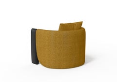 Modern Sunset Armchair in Mustard Fabric and Black Stained Ash