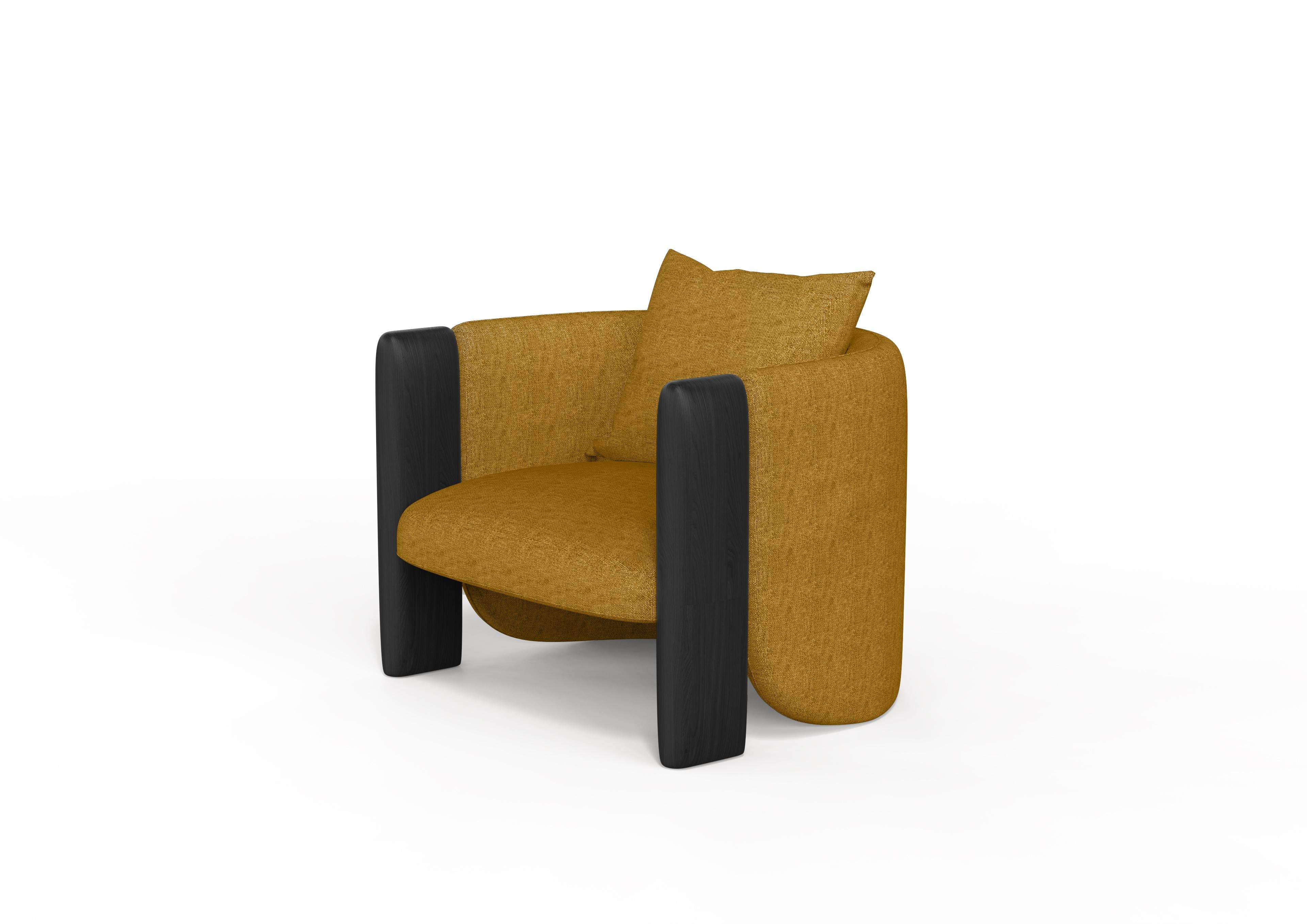 Modern Sunset Armchair in Mustard Fabric and Black Stained Ash  In New Condition For Sale In New York, NY