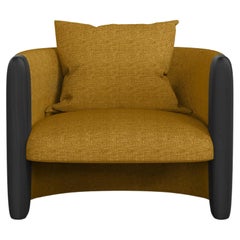 Modern Sunset Armchair in Mustard Fabric and Black Stained Ash 