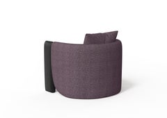 Modern Sunset Armchair in Purple Fabric and Black Stained Ash