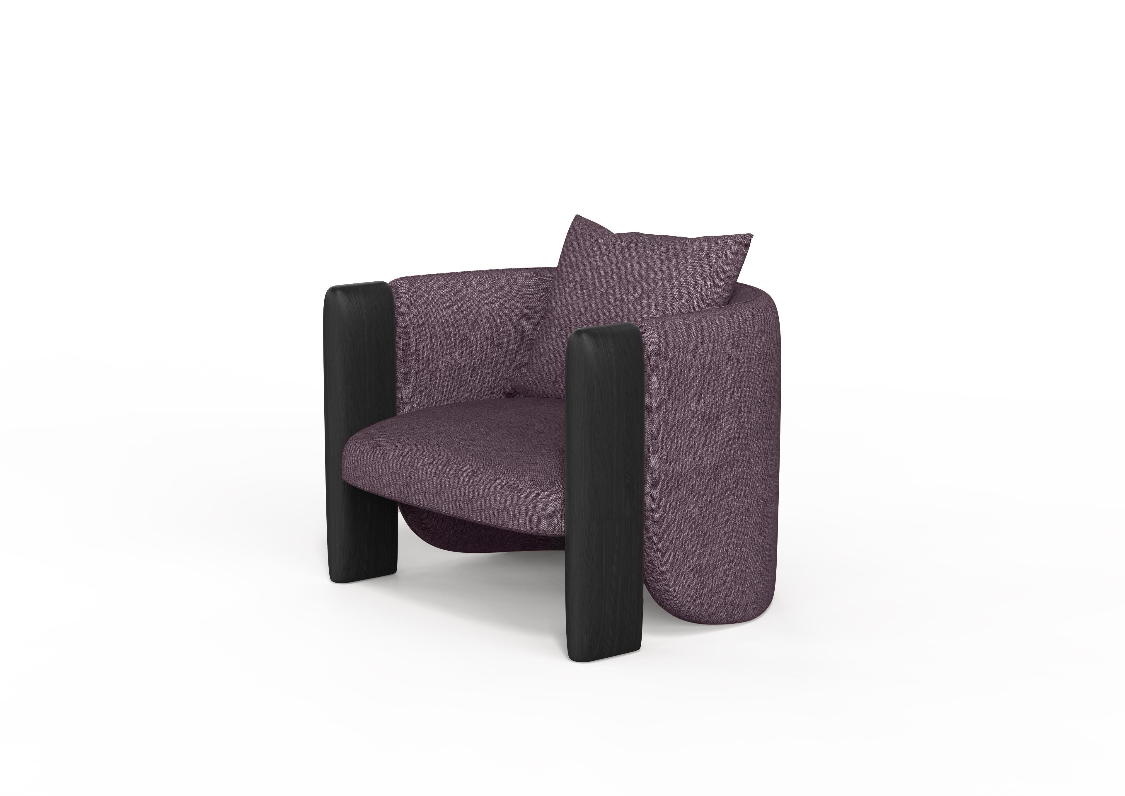 Modern Sunset Armchair in Purple Fabric and Black Stained Ash  In New Condition For Sale In New York, NY