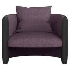 Modern Sunset Armchair in Purple Fabric and Black Stained Ash 