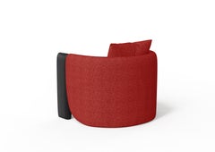 Modern Sunset Armchair in Red Fabric and Black Stained Ash