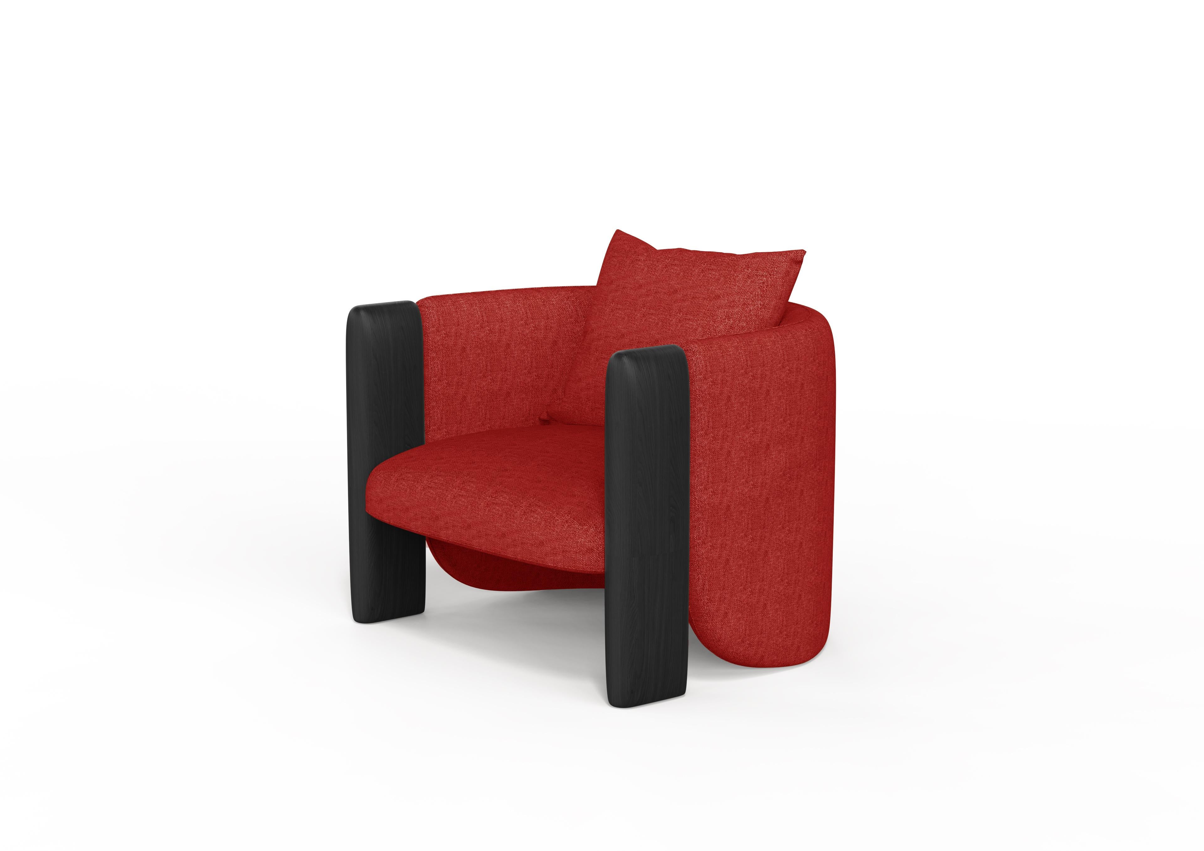 Modern Sunset Armchair in Red Fabric and Black Stained Ash  In New Condition For Sale In New York, NY