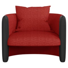 Modern Sunset Armchair in Red Fabric and Black Stained Ash 