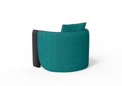 Modern Sunset Armchair in Teal Fabric and Black Stained Ash