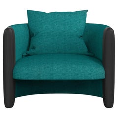 Modern Sunset Armchair in Teal Fabric and Black Stained Ash 