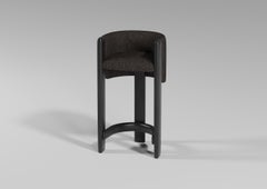 Modern Sunset Bar Stool in Teal Fabric and Black Stained Ash