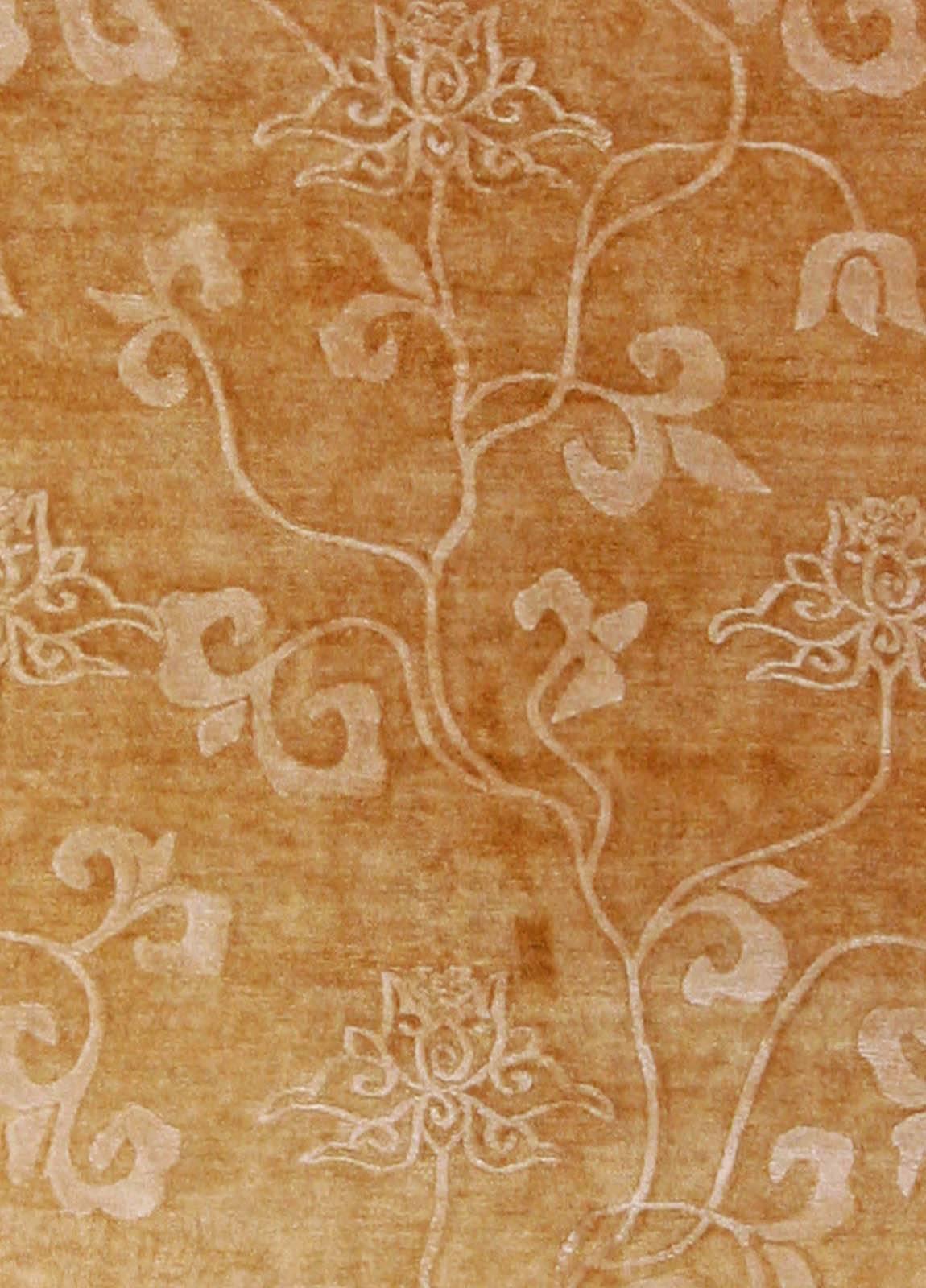 Modern Surface Subtly floral brown, beige handmade silk rug by Doris Leslie Blau
Size: 9'0