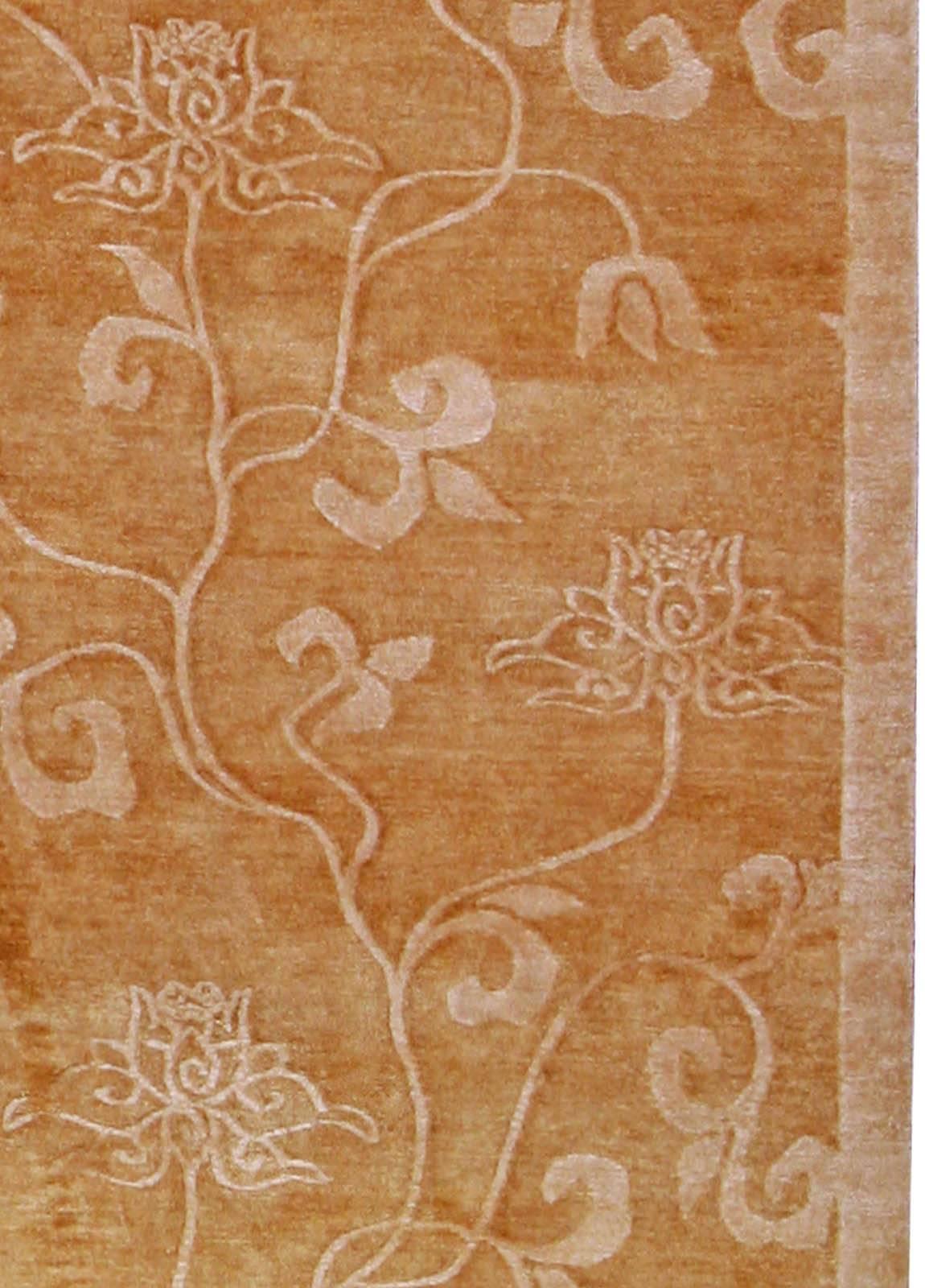 Modern Surface Subtly Floral Brown, Beige Handmade Silk Rug by Doris Leslie Blau For Sale 1