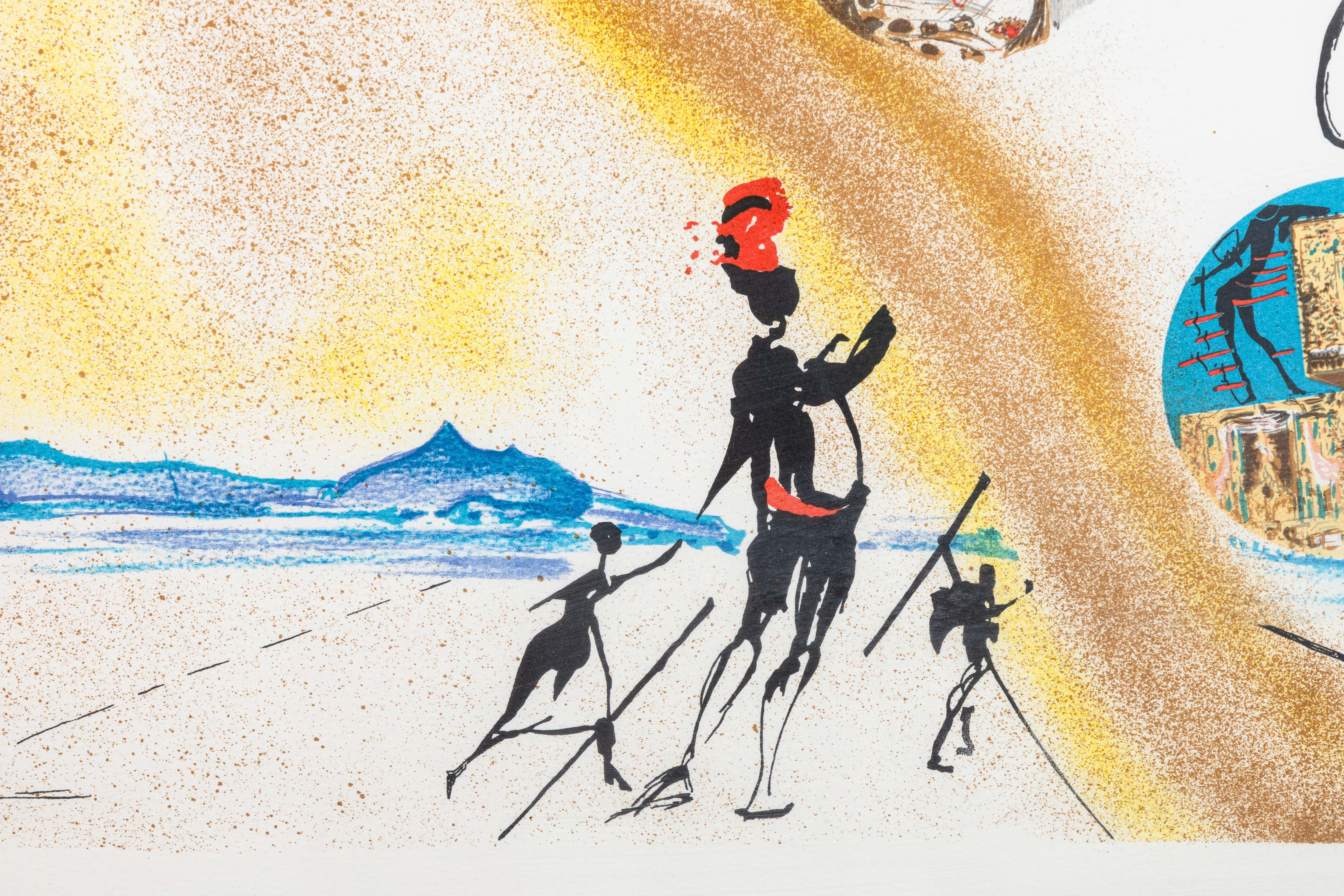 Modern Surrealism Lithograph In the Style of Salvador Dali Time & Space Framed For Sale 2