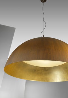 Modern Suspension Lamp Amalfi, Rusty and Gold Leaf Metal Finishing