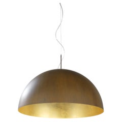Modern Suspension Lamp Amalfi, Rusty and Gold Leaf Metal Finishing