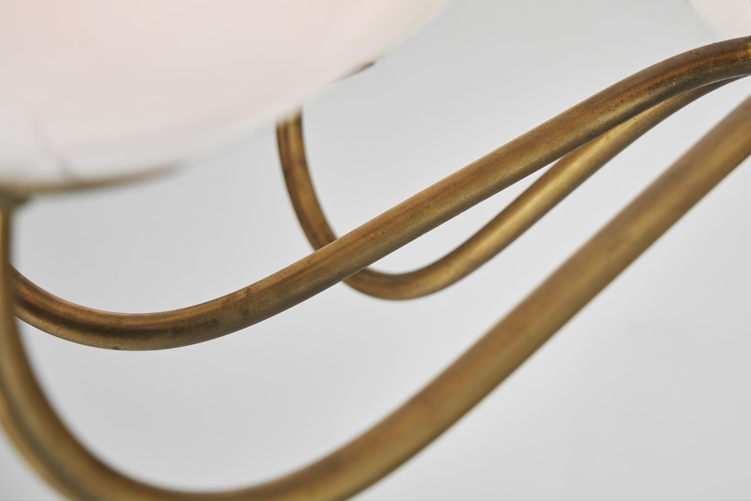 Modern Swedish Brass and Glass Globe Chandelier, Sweden 1940s For Sale 8