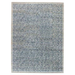 Modern Swedish Design Blue Handmade Wool Pile Rug by Doris Leslie Blau